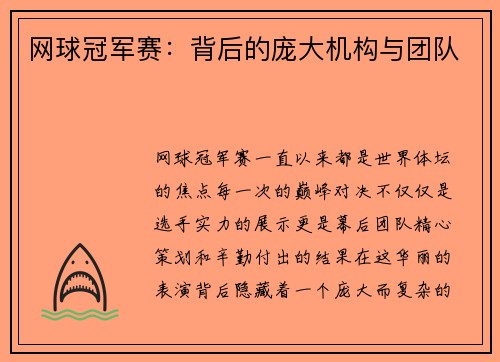 网球冠军赛：背后的庞大机构与团队